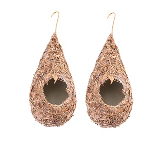 BESPORTBLE Künstliches Gras-webnest 2er-Pack Vogelnest Für Finken Nistkästen Für Vögel Im Käfig Sittich-nistkasten Bequemes Strohnest Für Vögel Stil von BESPORTBLE