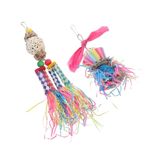BESPORTBLE 2stücke Teiliges Vogelspielzeug Bunte Schredder Und Suchspielzeuge Für Wellensittiche Nymphensittiche Und Andere Vögel Handgefertigtes Hängespielzeug Für Kauspielzeug Und von BESPORTBLE