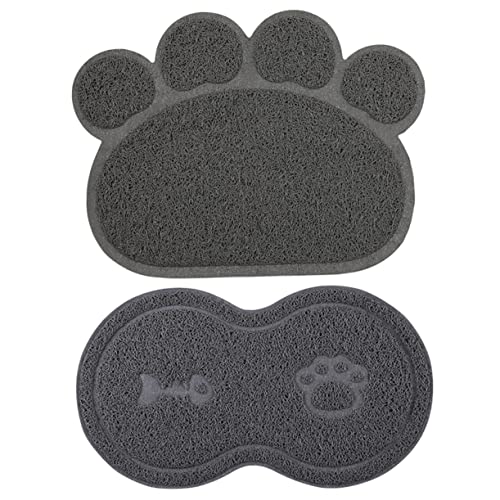 BESPORTBLE 2st Haustiermatte Futtermatte Für Welpen Welpenunterlage Hundefutter Katzenfutter Katzennapf Hundebox Matte Lebensmittelmatte Haustierfuttermatte Futternapf Für Haustiere PVC Grey von BESPORTBLE