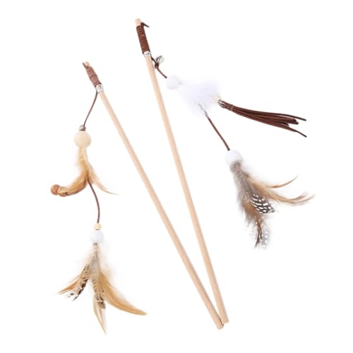 BESPORTBLE 2pcs Katze Teaser Spielzeug Katze Spielzeug Interaktive Katze Necken Stick Quasten Für Indoor Kätzchen Sticks von BESPORTBLE