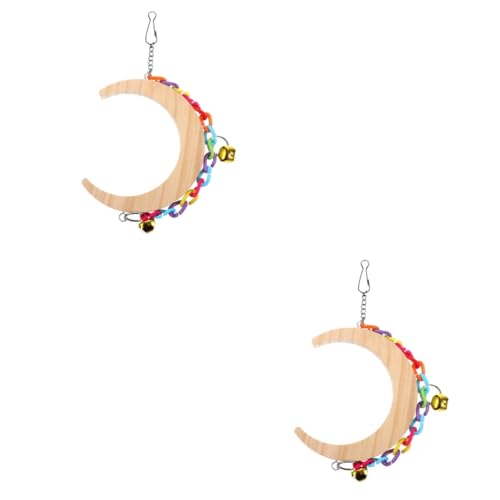 BESPORTBLE 2stücke Parrot Swing Toy Aus Holz Mondform Hängendes Spielzeug Für Vögel Für Papageien Und Sittiche Fördert Balance Und Koordination Dekorativ Und Praktisch von BESPORTBLE