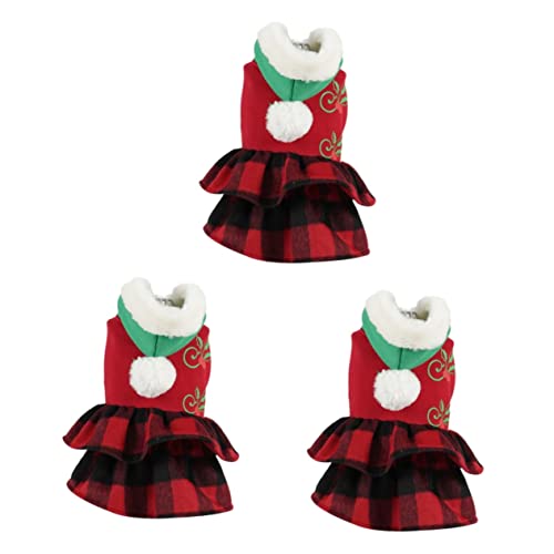 BESPORTBLE 3 STK Haustier-Hund-Weihnachts-verwandlungskostüm Weihnachtshunderock Hunde-weihnachtsmann-kostüm Weihnachtsoutfits Für Hunde Hund Weihnachtskostüm Santa Hundekostüm Polyester Rot von BESPORTBLE