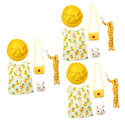 BESPORTBLE 3sätze Haustier Kaninchen Kleidung Und Geschirr Mit Hüte Und Tasche Für Kleine Haustiere Aus Leicht Und Bequem Für Und Kostümpartys von BESPORTBLE
