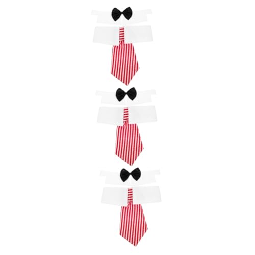 BESPORTBLE Katzenhalsbänder 3 Sätze Haustier Krawatte binden Welpenhalsband schönes Kätzchenhalsband Katze Geschenk verstellbares Hundehalsband Hündchen schmücken Zubehör Polyester rot von BESPORTBLE