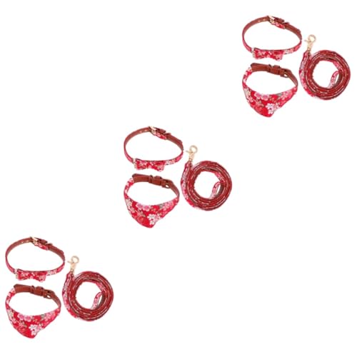 BESPORTBLE 3sätze Teiliges Pu Haustier Halsband Mit Verstellbarem Dreieckstuch Und Leine Für Hunde Sicher Und Langlebig Für Tägliche Nutzung Und Festliche Anlässe von BESPORTBLE