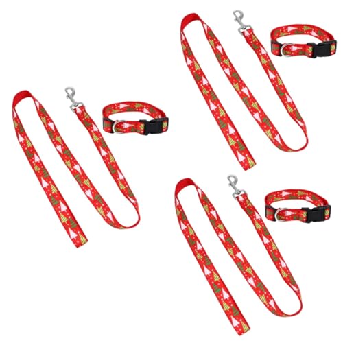 BESPORTBLE 3sätze Weihnachtliches Haustier Halsband Und Leine Mit Bandana Langlebig Für Kleine Und Mittelgroße Hunde Für Weihnachtszeit von BESPORTBLE