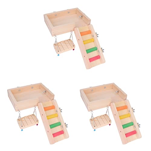 BESPORTBLE 3 Sätze Papageienschaukelspielzeug Papageienspielzeug Holzspielzeug Nymphensittich Spielzeug Vogelspielzeug Papagei Spielstand Vögel Spielzeug Leiter Bambus Tier von BESPORTBLE