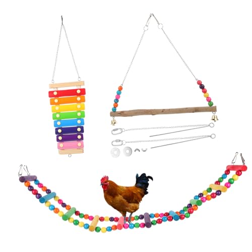 BESPORTBLE 3 Sätze Papageienfutter-Set Vogelspielzeug holzspielzeug Spielset aus Holz Hühnerzubehör Spielzeuge Spielzeug für Vogelkäfige Spielzeug zum Aufhängen kauen einstellen Kombination von BESPORTBLE