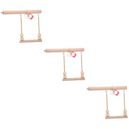 BESPORTBLE 3 Sätze Papageienschaukel Vogelschaukel Nymphensittich Spielzeug -barschschaukel Vögel Spielzeug Bissfestes Vogelspielzeug Papageienspielzeug Vogelkäfigständer Hölzern von BESPORTBLE