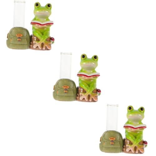 BESPORTBLE 3 Sets Frosch Hydroponik Vase Pool Zubehör Oberirdisches Dampfsystem Wasser Ausziehbarer Schlauch Lebender Topf Terrarium Cartoon Reagenzglas Vasen Brunnen von BESPORTBLE