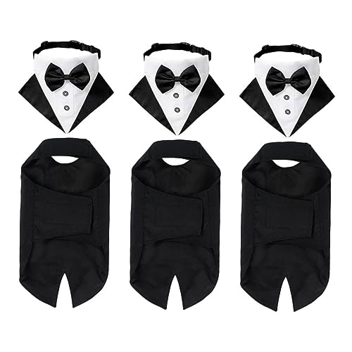 BESPORTBLE 3 Sets Hundeanzug Mit Fliege Hemd Hundeweste Formeller Hunde Smoking Haustierhalsband Und Anzug Haustierkostü Heimtierbedarf Haustier Hundekostü Hunde Smoking Formelle von BESPORTBLE