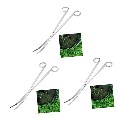 BESPORTBLE 3 Stück 25 Schere für Wasserpflanzen Edelstahlschere mit gebogener Spitze Pflanzenschere Fish Tank Scissors Stainless Steel Scissors Wasserpflanzenzange Aquarium Clip von BESPORTBLE