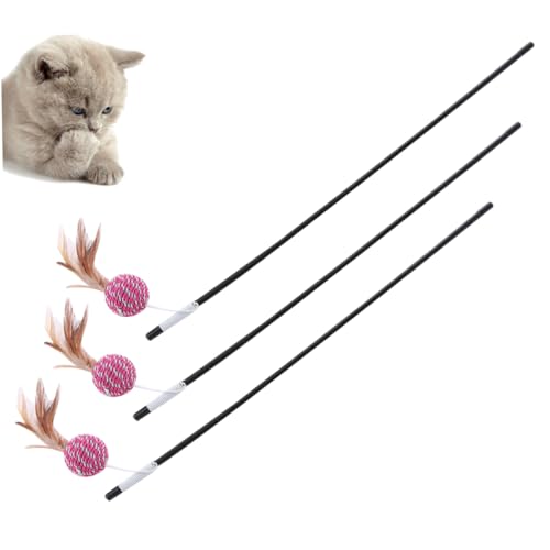 BESPORTBLE 3stücke Katzenangel Mit Bunten Federn Interaktives Katzenspielzeug Für Aktive Katzen Und Kätzchen Fördert Gesundheit Und Spieltrieb Farben Zufällig von BESPORTBLE