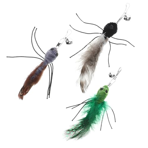 BESPORTBLE 3stücke Teiliges Katzenspielzeug Interaktive Teaser Mit Insektenkopfmotiven Ersatzköpfe Für Katzenangel Für Drinnen Fördert Spiel Und Bewegung von BESPORTBLE