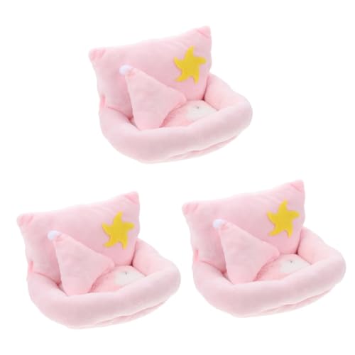 BESPORTBLE 3St Baumwollnest für Haustiere Haustier warmes Hamster Winter schlecht kuschelbett kuschelhöhle Spielzeug Winter Hamsterbett Plüschhamsterbett kleines Haustier Hängematte Rosa von BESPORTBLE