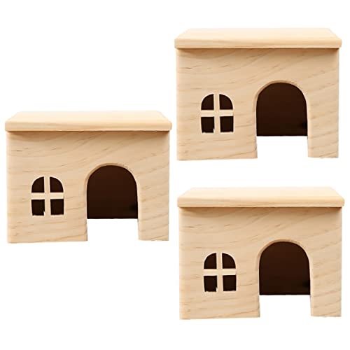 BESPORTBLE 3St Hamsterversteck Blockhaus Haustier-Mäuse-Hütte Chinchilla-Hütte Schlafnest für Hamster Waldkleintierhaus Kleintierversteck Hamsterhütte Hamsterhaus Holzhütte Bambus von BESPORTBLE