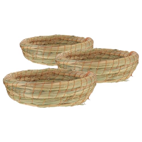 BESPORTBLE 3stücke Gewebte Strohmatte Als Einstreu Komfortables Meerschweinchennest Kauspielzeug Für Haustierkäfige Geeignet Für Hamster Kaninchen Und Andere Kleine Haustiere von BESPORTBLE