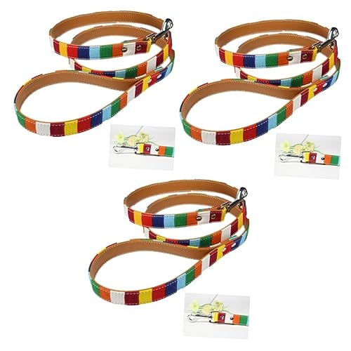 BESPORTBLE 3stücke Bunte Gestreifte Hundeleine Aus Canvas Mit Ledergriffen Verstellbare Trainingsleine Für Mittelgroße Und Große Hunde Für Und Training von BESPORTBLE