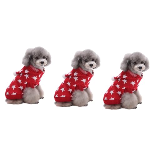 BESPORTBLE 3St Weihnachtshaustierkleidung hundepullover Hunde Pulli Dog Sweater Haustierkleidung für Hunde Hundekleidung Rot Welpen-Outfits Welpenjacke Welpenkleidung Winter hundemantel von BESPORTBLE