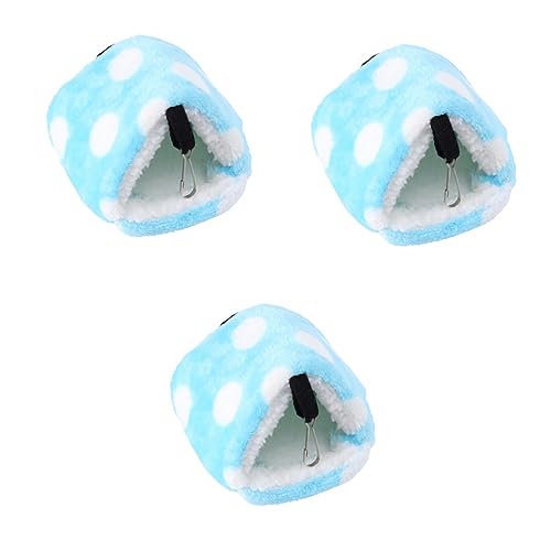 BESPORTBLE 3stücke Kuschelhöhle Für Kleintiere Warmes Fleece-Haus Für Hamster Chinchillas Und Meerschweinchen Xs Blau Mit Großen Punkten Schlafgelegenheit Für Wintermonate von BESPORTBLE