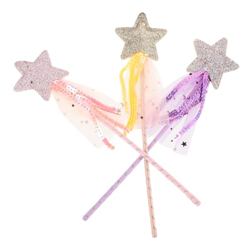 BESPORTBLE 3stücke Teiliges Mädchen Halloween Zauberstab Bunte Sternenstäbe Tüll Für Mädchen Als Spielzeug Oder Katzenangel Für Partys Und Feierlichkeiten von BESPORTBLE