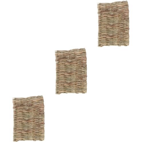 BESPORTBLE 3st Haustiermatte Kleines Tier Hamsterstroh Hamstergrasmatte Spielzeug Für Haustiere Meerschweinchengrasmatte Haustier Bettwäsche Laufbetten Haustier Spielzeug Einstreu Aus Stroh von BESPORTBLE