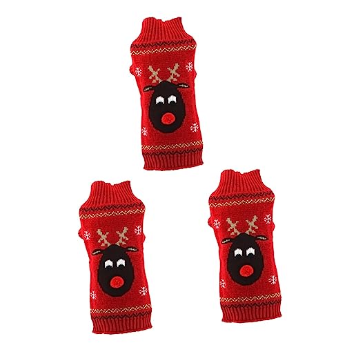 BESPORTBLE 3st Hundepullover Welpenkleidung Urlaub Haustier Pullover Welpen-Weihnachtspullover Hundesweatshirt Für Mittelgroße Hunde Weihnachtswelpenmantel Fleecejacken Für Hunde Rot von BESPORTBLE