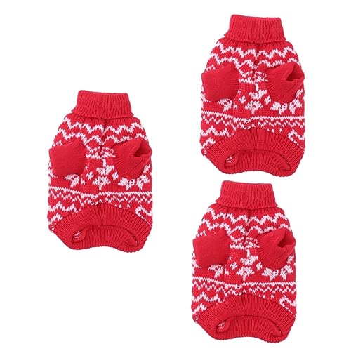 BESPORTBLE 3st Weihnachtskleidung Für Haustiere Haustier Hund Mantel Welpen-Sweatshirt Warmes Hemd des Weihnachtswelpen Katzen-weihnachtsoutfit Weihnachtsoutfit Für Hunde Welpenkleidung Rot von BESPORTBLE
