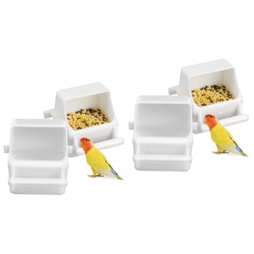 BESPORTBLE 4 Stück Essensbox Wasserspender Kanarisches Essen Vogelhäuschen Für Käfige Zubehör Für Vogelkäfige Vogelkäfig Hängende Schale Wasserschale Aus Kunststoff Futter Wachtel Plastik von BESPORTBLE