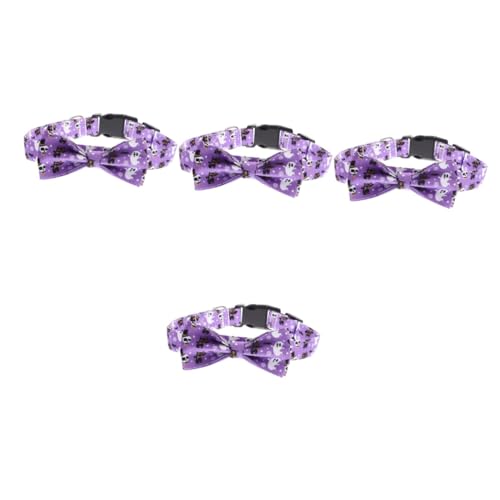 BESPORTBLE 4 Stück Halloween-Kragen Halloween Dekoration Halloween-Dekoration Halloween-Haustierbindung Festival-Katzenschleifenhalsband Halsschmuck für Haustiere Welpen Halsketten Violett von BESPORTBLE