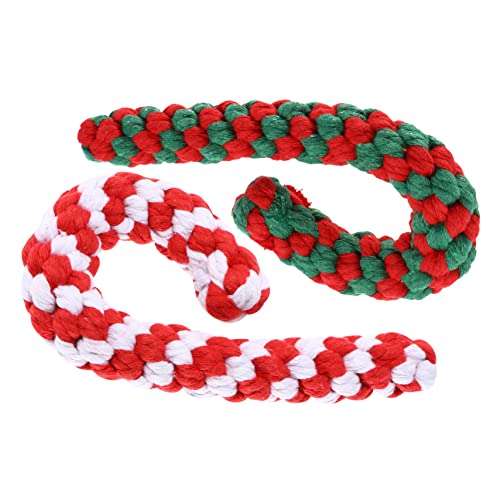 BESPORTBLE 4stücke Weihnachts-hundespielzeug Baumwollseil Zuckerstangenform Kauspielzeug Für Zahnpflege Interaktive Beschäftigung Für Haustiere Minderung Von Langeweile Und Destruktivem von BESPORTBLE