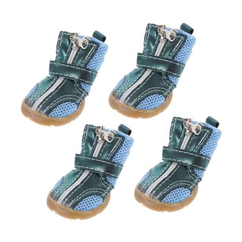 BESPORTBLE 4 Stück Haustierschuhe Atmungsaktive Hundestiefel Sommerschuhe Für Hunde Pfotenschuhe Für Welpen Hundeschuhe Für Heißes Pflaster Hundestiefel Für Den Winter Katzenschuhe Blue Pu von BESPORTBLE