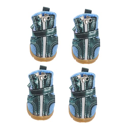 BESPORTBLE 4 Stück Haustierschuhe Hundestiefel Für Kleine Hunde Sommerschuhe Für Hunde Hundeschuhe Für Heißes Pflaster Hundeturnschuhe Katzenschuhe Für Den Winter Hund Füße Schutz Pu Blue von BESPORTBLE