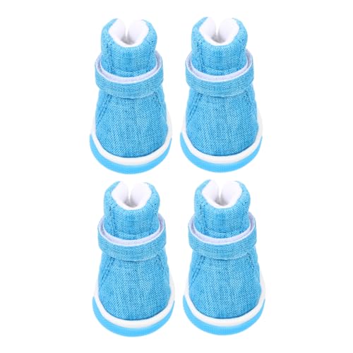 BESPORTBLE 4 Stück Haustierschuhe Pfote rutschfeste Hundeschuhe Auto Liner Stiefel Haustiere Welpen-Essentials Grippers rutschfeste Hundesocken Anti-Hunde-socken Hündchen Bausatz Gummi Blue von BESPORTBLE