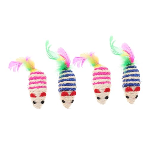 BESPORTBLE 4stücke Mäuse Katzenspielzeug Sisal Maus Spielzeug Für Hauskatzen Kätzchen Haustierspielzeug Katzenmausspielzeug Zum Kauen Kratzen Zerren von BESPORTBLE