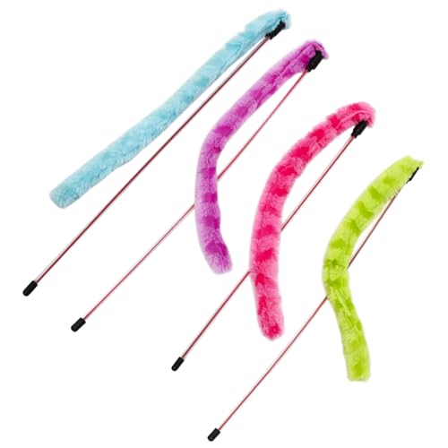 BESPORTBLE Gesundes Kätzchenspielzeug 4-teiliges Katzenspielzeug-Set Mit Quaste Interaktives Katzenspielzeug-Set Bunter Katzen-Teasing-Stick Zufällige Farbe von BESPORTBLE