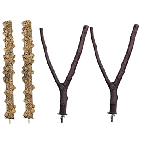 BESPORTBLE 4 Stück Natürliche Vogelstangen-spielzeuge Aus Holz Papageien-schaukelstab Vogelkäfig-Stange Für Vögel Papageienpfoten-schleifstab Schraubbefestigung Für Haustierkäfig von BESPORTBLE