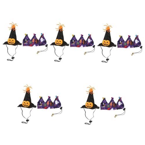 BESPORTBLE 5 Sätze Halloween-Hut Haustier Kürbis Kürbis-Hundebandana Hundemütze Halloween-Haustierbandana Halloween Costume Halloween Kleidung Hundeschal im Halloween-Stil Hundezubehör Stoff von BESPORTBLE