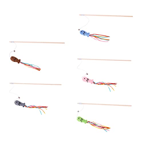 BESPORTBLE 5 Stück Band Teaser Stick Ball Spielzeug Katze Angelrute Spielzeug Katzenzähne Reinigungsspielzeug Fischspielzeug Katzenspielzeug Katzentrainer Zauberstab Katzenstick Spielzeug von BESPORTBLE