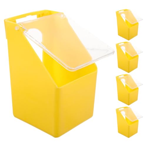 BESPORTBLE 5 Stück Taubenkäfig-Futterspender – Kunststoff-Taubenfutterbox mit einem Loch, gelb, hängender Wasserspender mit Abdeckung – Vogelfutterbehälter für Haustiere, Sittiche, Wachteln, von BESPORTBLE
