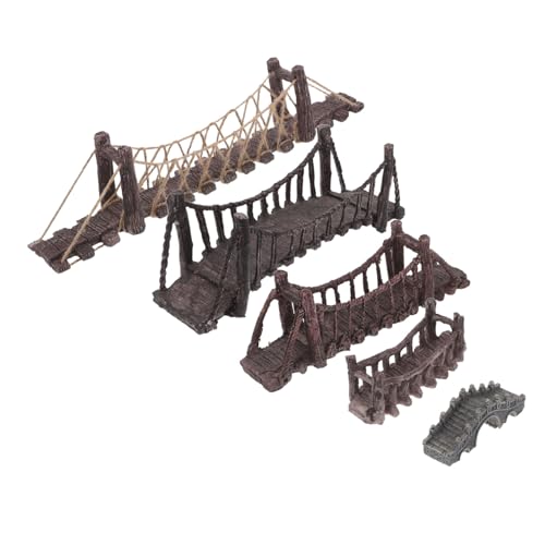 BESPORTBLE 5 Stück Teiliges Aquarium Deko Miniatur Harzbrücken Naturgetreue Hängebrücken und Holzbrücken Strapazierfähige Figuren für Fischbecken Terrarium und Feengarten Wasserfeste von BESPORTBLE