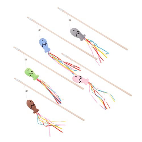BESPORTBLE 5stücke Interaktive Katzenangel Mit Fischanhängern Lustiges Spielzeug Für Katzen Bewegung Und Stressabbau Bunte Designs von BESPORTBLE