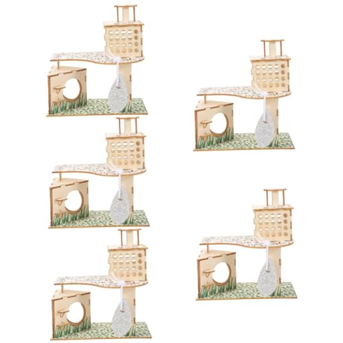 BESPORTBLE 5St Villa mit Hamster-Klettergerüst Kleintier-Aktivitätsspielzeug Chinchilla-Spielhaus Spielset aus Holz Spielzeuge Spielzeug für Hamster Spielzeug für Zwerghamster Protokoll Hase von BESPORTBLE