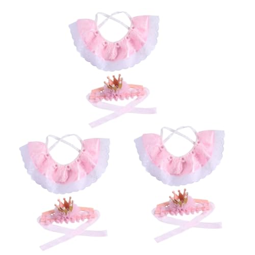 BESPORTBLE 6 STK Tiergeburtstagskostüme Welpe Geburtstagsschal Hundekrone Pailletten-schal Hund Geburtstag Bandana Spielzeug Hund Geburtstag Schal Hut Kleines Hundehalsband Spitze Rosa von BESPORTBLE