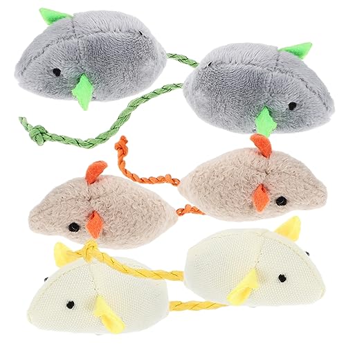 BESPORTBLE 6stücke Mäuse-katzenspielzeug Aus Plüsch Für Indoor-Katzen Interaktives Spielzeugmaus Zum Kauen Und Spielen Katzenspielzeug Für Zähne-Reinigung Und Instinktweckung von BESPORTBLE