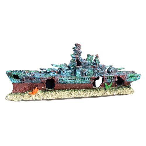 BESPORTBLE Aquarium Schiffswrack Deko Resin Ornament Versunkene Kriegsschiff Skulptur Fischaquarium Versteck Tropische Fische Hideout Wasserfest Langlebig von BESPORTBLE
