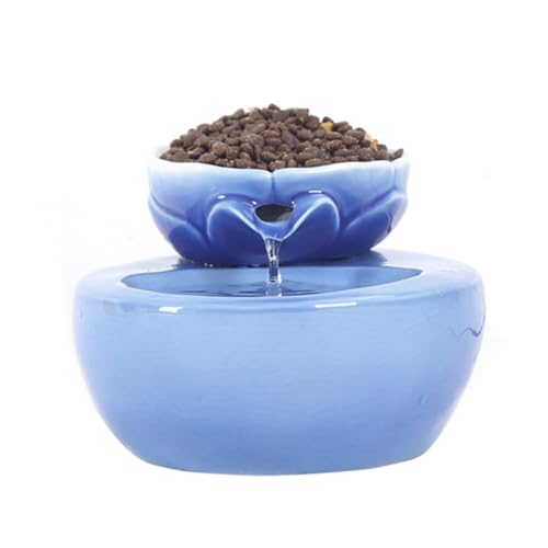 BESPORTBLE Automatischer Wasserspender Für Haustiere Keramik Trinkbrunnen Mit Lotus-Design Auslaufsicherer Wasserbehälter Für Katzen Und Hunde Blau Inklusive Innovativem Filter von BESPORTBLE