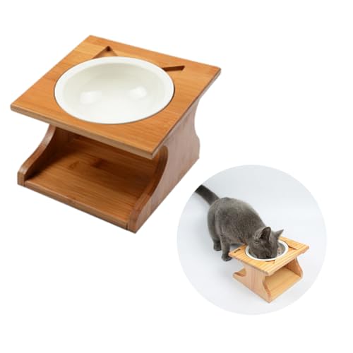 BESPORTBLE Einzelne Holz Hundenapfschüssel mit Rutschfester Bambusbasis für Futter und Wasser Langlebig und Geruchsneutral für Katzen und Welpen von BESPORTBLE