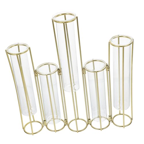BESPORTBLE Fünf Verbundene Hydroponische Vasen Vasenständer Einzelstielvase Blumenständer Aus Metall Golden Glas BESPORTBLE Fünf Verbundene Hydroponische Vasen Vasenständer Einzelstielvase Blumenständer Aus Metall Golden Glas von BESPORTBLE