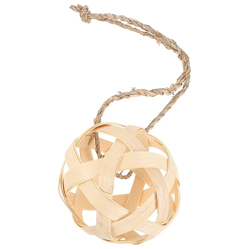 BESPORTBLE Kaninchen Ball Futterspender Hängefeeder Aus Bambusmaterial Spielzeug Für Kaninchen Und Hasen Grasfutterball Mit Hut Rack Für Käfig von BESPORTBLE